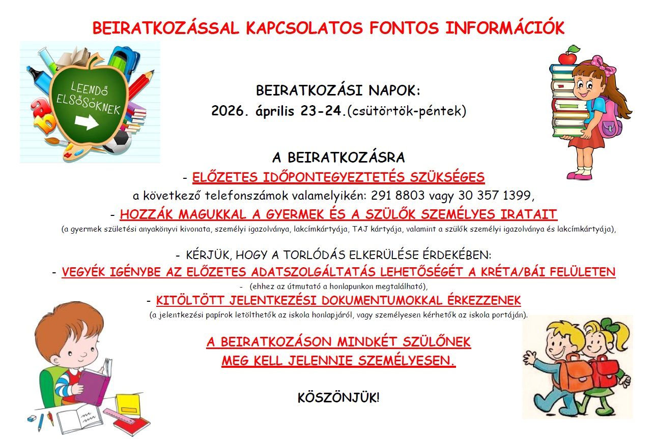 Beiratkozási információk 2026